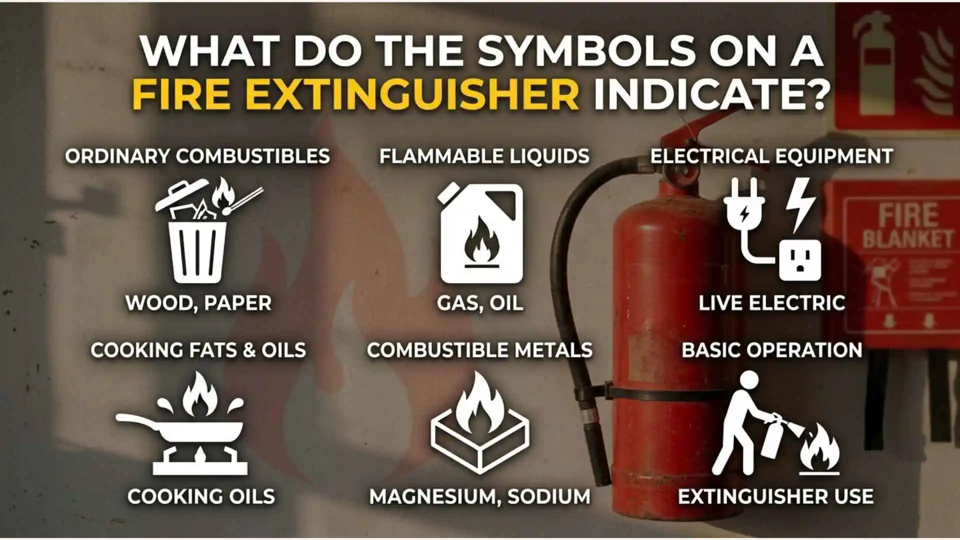 what do the symbols on a fire extinguisher indicate?
